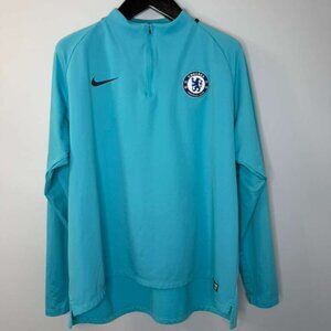 Nike Chelsea FC Drill Top 2017/2018 Squad Long Sleeve Shirt Zip Sweatshirt Blue